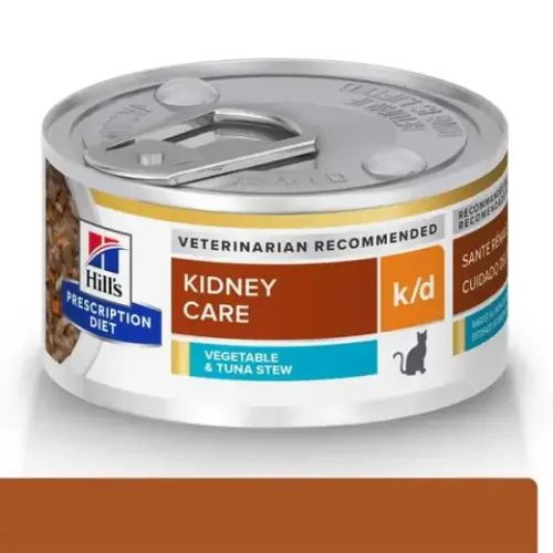 Ração Úmida Hills Prescription Diet K/D Gatos Cuidado Renal Atum e Vegetais 82 g