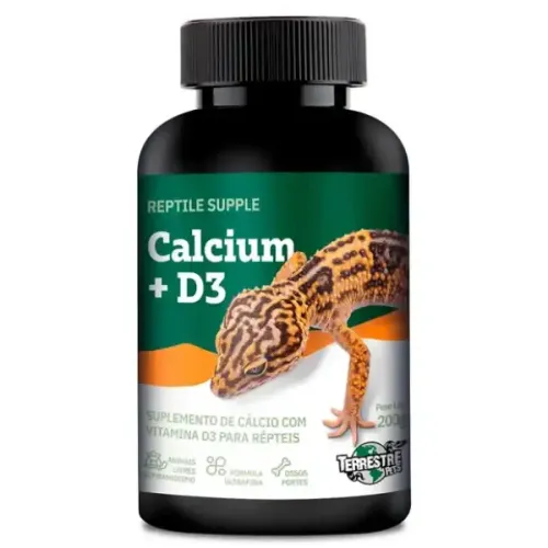 Cálcio Com  D3 Terrestre Para Repteis Gecko Iguana Pogona Jabuti 200 g