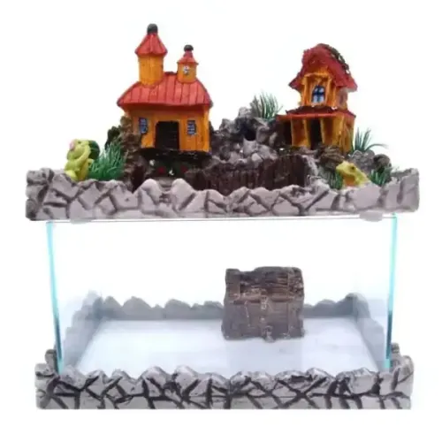 Aquário com Fonte Pequeno Cascata e Casinha 110 V