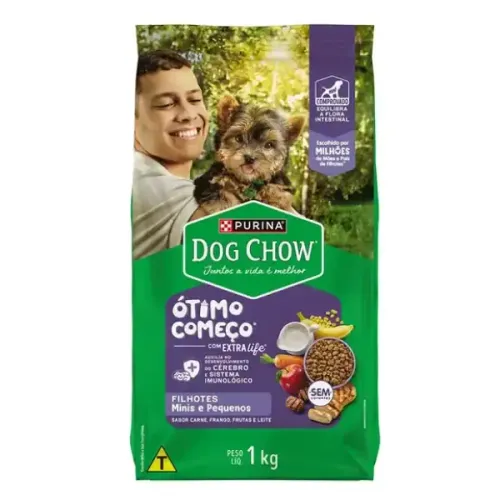 Dog Chow Cães Filhotes Minis e Pequenos Carne, Frango e Arroz 1 kg