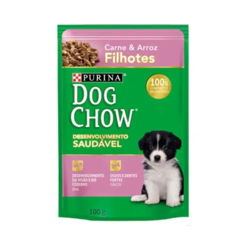 Dog Chow Sache Filhote Carne e Arroz Racas Grandes 100 g