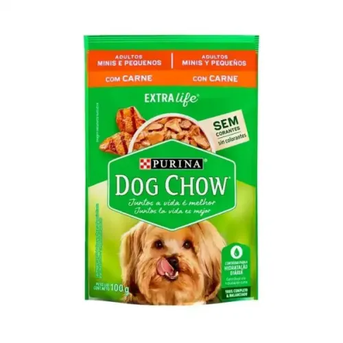 Dog Chow Sache Filhote Carne e Arroz Racas Pequenas 100 g