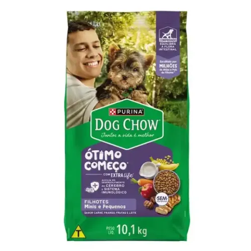 Dog Chow Cães Filhotes Minis e Pequenos Carne, Frango e Arroz 10,1 kg