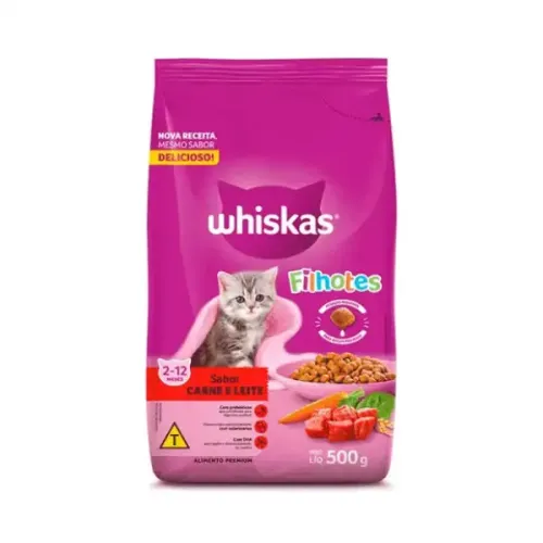 Whiskas Gatos Filhotes Carne e Leite 500 g