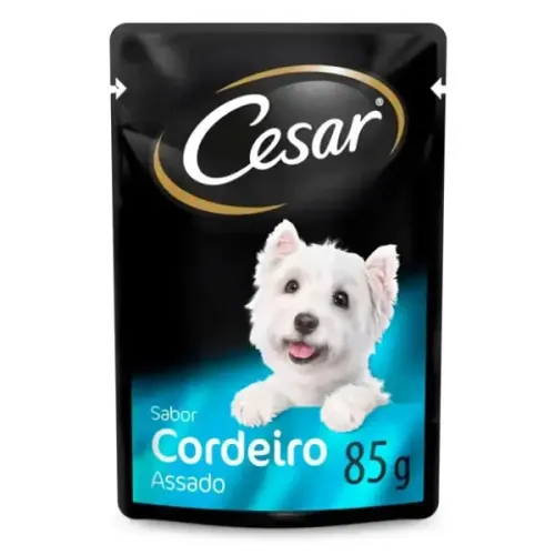 Ração Úmida Cesar para Cães Adultos Sachê Cordeiro Assado ao Molho 85 g