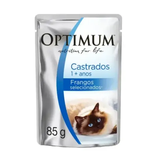Ração Úmida Optimum Sachê Gatos Adultos Castrados Frango 85 g