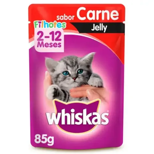 Ração Úmida Whiskas Sachê Carne Jelly Gatos Filhotes 85 g