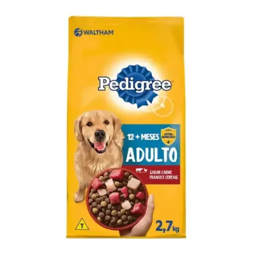 Pedigree Cães Adultos Raças Médias e Grandes Carne, Frango e Cereais 2,7 kg
