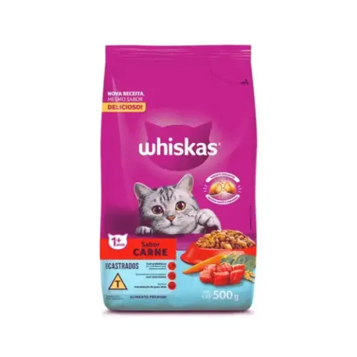 Whiskas Gatos Adultos Castrados Carne 500 g