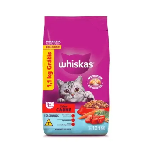 Whiskas Gatos Adultos Castrados Carne