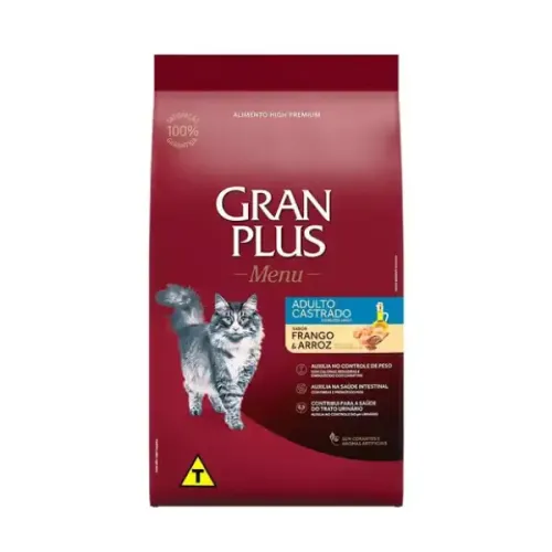 GranPlus Menu Gatos Adultos Castrados Frango e Arroz 1 kg