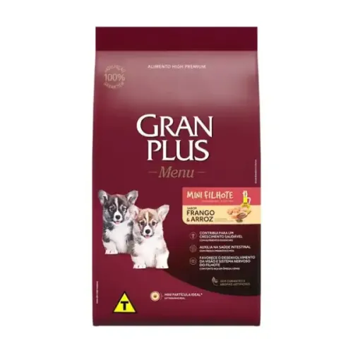 GranPlus Menu Cães Filhotes Mini Frango e Arroz 1 kg