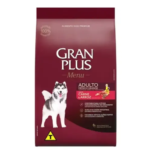 GranPlus Menu Cães Adultos Carne e Arroz 3 kg