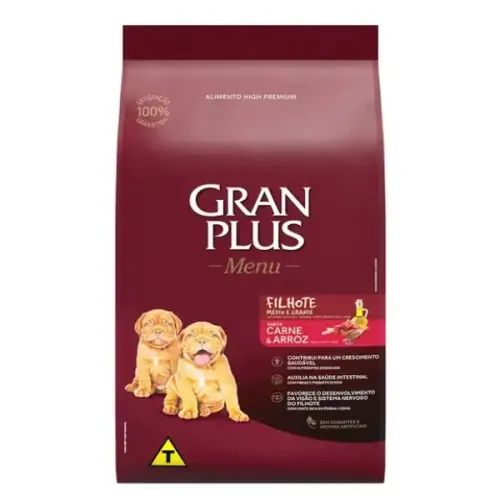 GranPlus Menu Cães Filhotes Carne e Arroz 3 kg