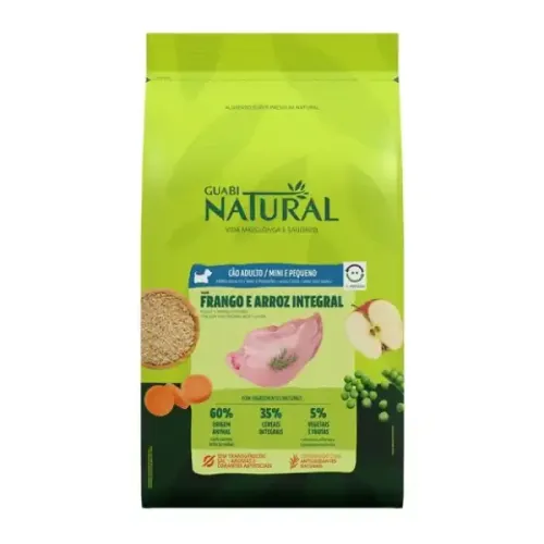 Guabi Natural Cães Adultos Raças Mini e Pequenas Frango e Arroz Integral 1 kg