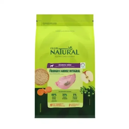 Guabi Natural Cães Adultos Médio Frango e Arroz 2,5 kg