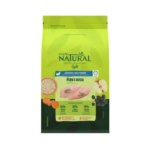 Guabi Natural Cães Adultos Light Raças Mini e Pequeno Peru e Aveia 2,5 kg