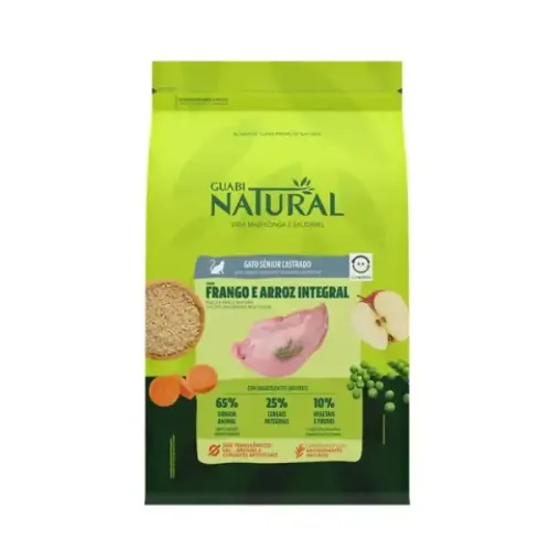 Guabi Natural Gatos Sênior Castrados Frango e Arroz Integral 1,5 kg