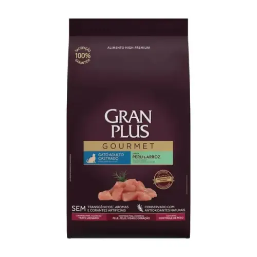 GranPlus Gourmet Gatos Adultos Castrados Peru e Arroz 1kg