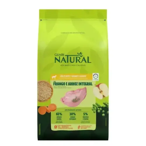 Guabi Natural Cães Filhotes Grande e Gigante Frango e Arroz 12 kg