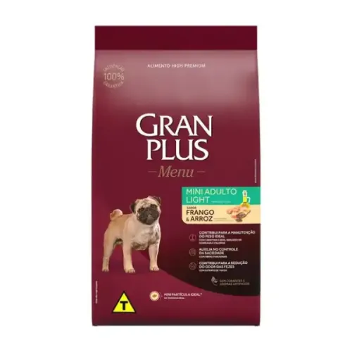 GranPlus Menu Cães Mini Adultos Light Frango e Arroz 3 kg