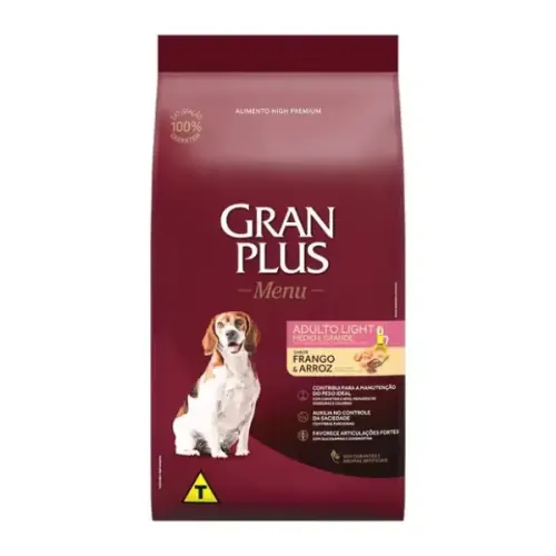 GranPlus Menu Cães Adultos Light Frango e Arroz 3 kg