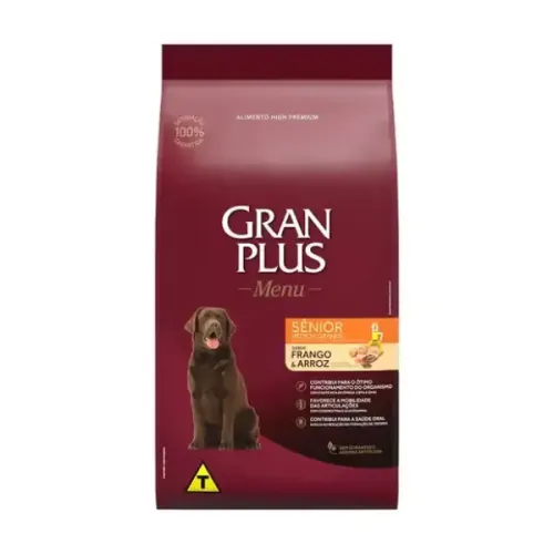 GranPlus Menu Cães Sênior Portes Médio e Grande Frango e Arroz 15 kg