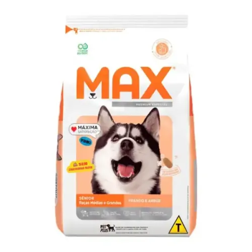 Max para Cães Sênior Raças Médias e Grandes Frango e Arroz 15 kg