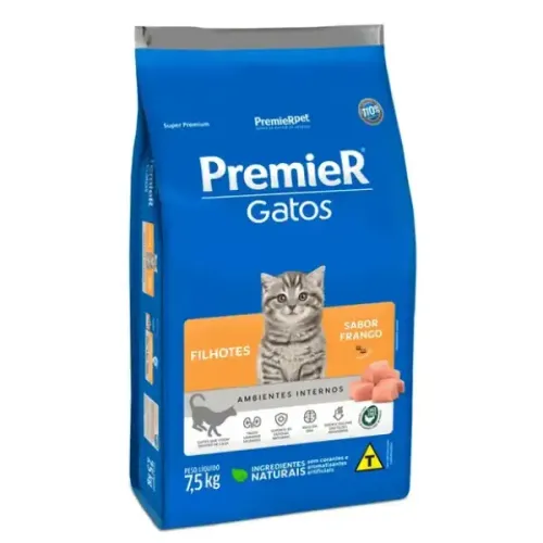 Premier Ambientes Internos Gatos Filhotes Frango 7,5 kg