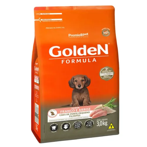 Golden Fórmula Cães Filhotes Raças Pequenas Frango e Arroz 3 kg