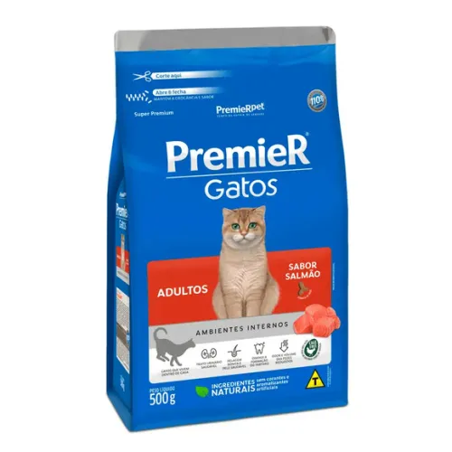 Premier Ambientes Internos Gatos Adultos Salmão 500 g