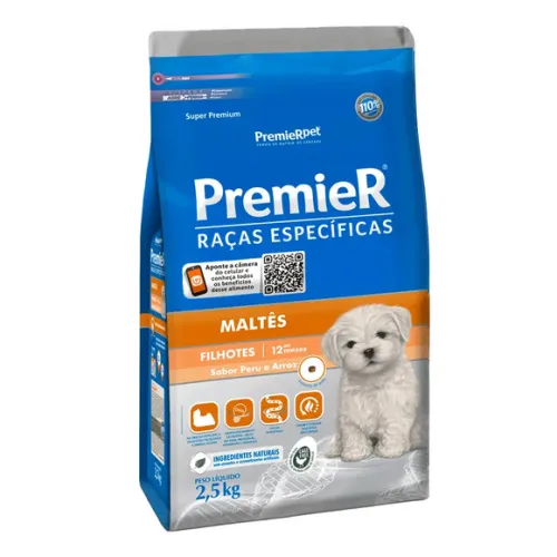 Premier Raças Específicas Maltês Filhotes Peru e Arroz 2,5 kg