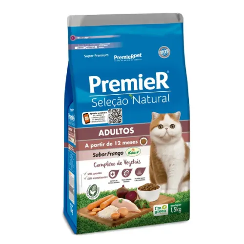 Premier Gatos Adultos Seleção Natural Frango 1,5 kg