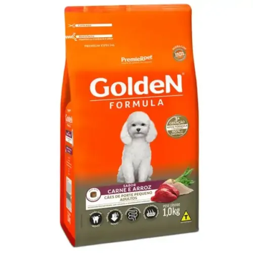 Golden Formula Cães Adultos Raças Pequenas Carne E Arroz Mini Bits 1 Kg