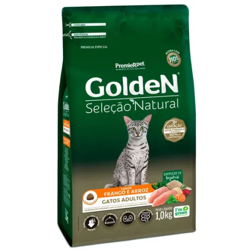 Golden Seleção Natural Gatos Adultos Frango e Arroz 1 kg