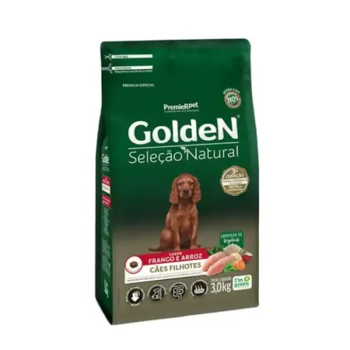 Golden Seleção Natural Cães Filhotes Frango e Arroz 3 kg