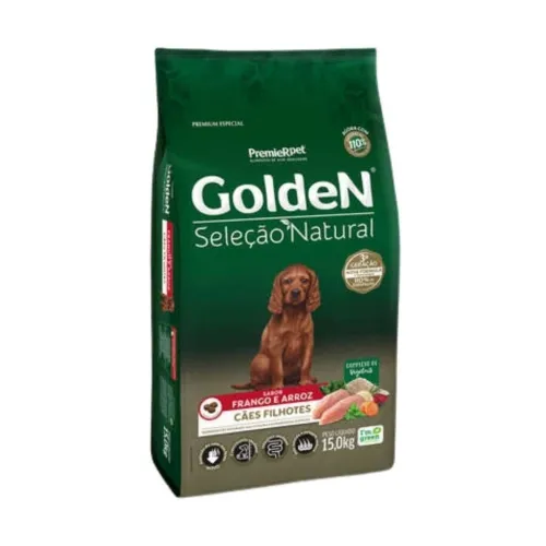 Golden Seleção Natural Cães Filhotes Frango e Arroz 15 kg