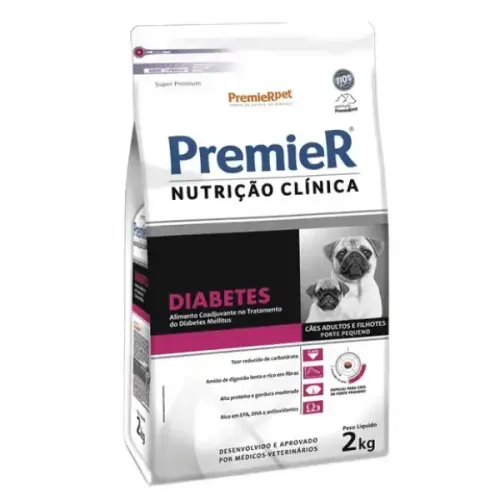 Premier Nutrição Clínica Diabetes Cães Adultos e Filhotes Raças Pequenas 2 kg