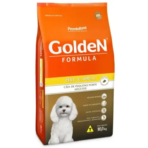 Golden Fórmula Cães Adultos Raças Pequenas Peru e Arroz 10,1kg