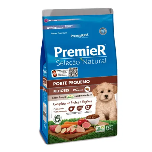 Premier Seleção Natural Cães Filhotes Raças Pequenas Frango com Batata Doce 1 kg
