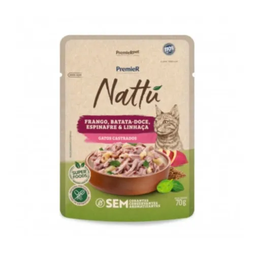 Premier nattu gourmet gatos cast fran-bat doce 70 g