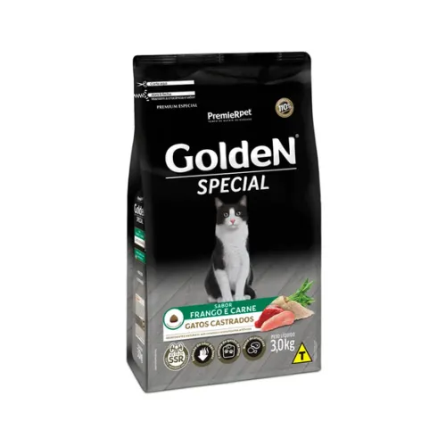 Golden Special Gatos Adultos Castrados Frango e Carne 3 kg
