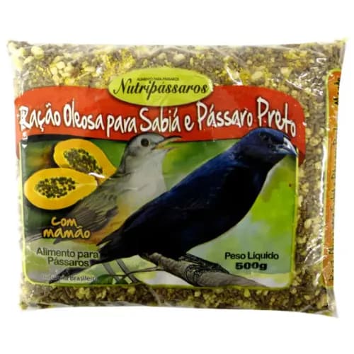 Ração Oleosa para Sabiá e Pássaro Preto Nutripássaros com Mamão 500 g