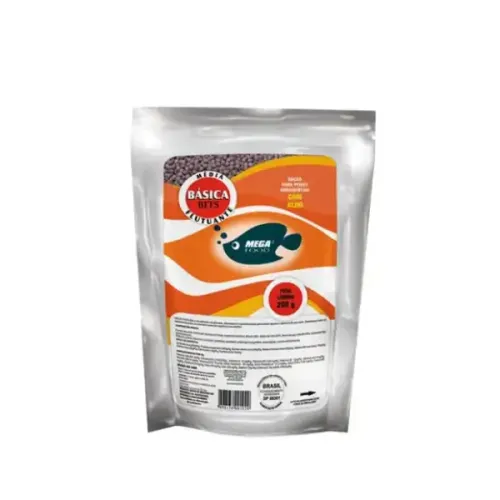 Ração Básica para Peixes Ornamentais Bits Alho Média Mega Food 200g
