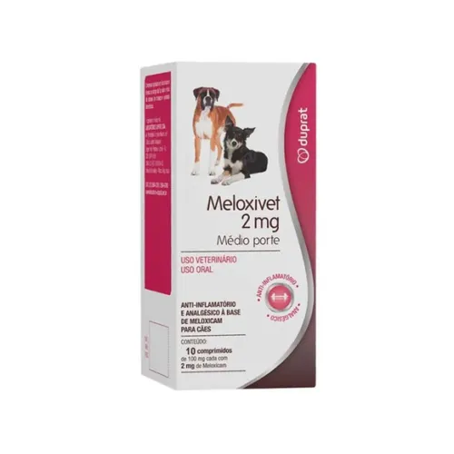 Anti-Inflamatório Meloxivet 2mg para Cães Médio Porte 10 comprimidos