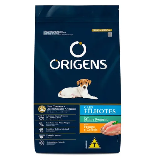 Origens Cães Filhotes Pequenos e Mini Frango e Cereais 1 kg