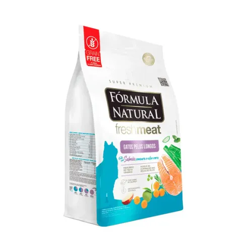 Fórmula Natural Fresh Meat Gatos Adultos Pelo Longo Salmão 7 kg pac. Indiv. de 500g