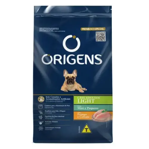 Origens Light Cães Adultos Porte Mini e Pequeno Frango e Cereais 1kg