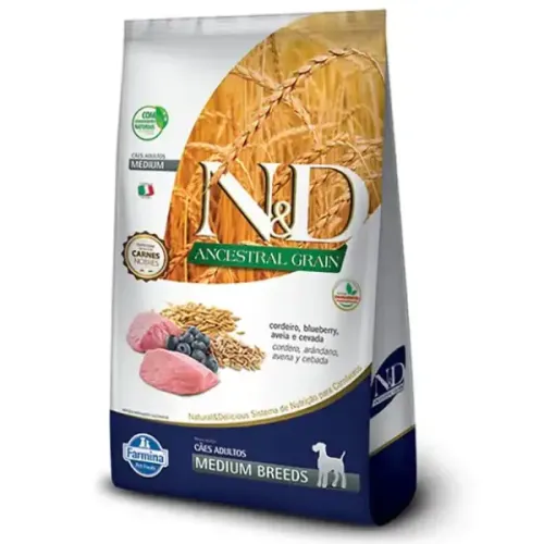 Farmina N&D Ancestral Grain Cães Adultos Medium Cordeiro 2,5 kg