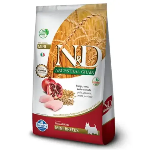 Farmina N&D Ancestral Grain Cães Adultos Mini Frango 800 g